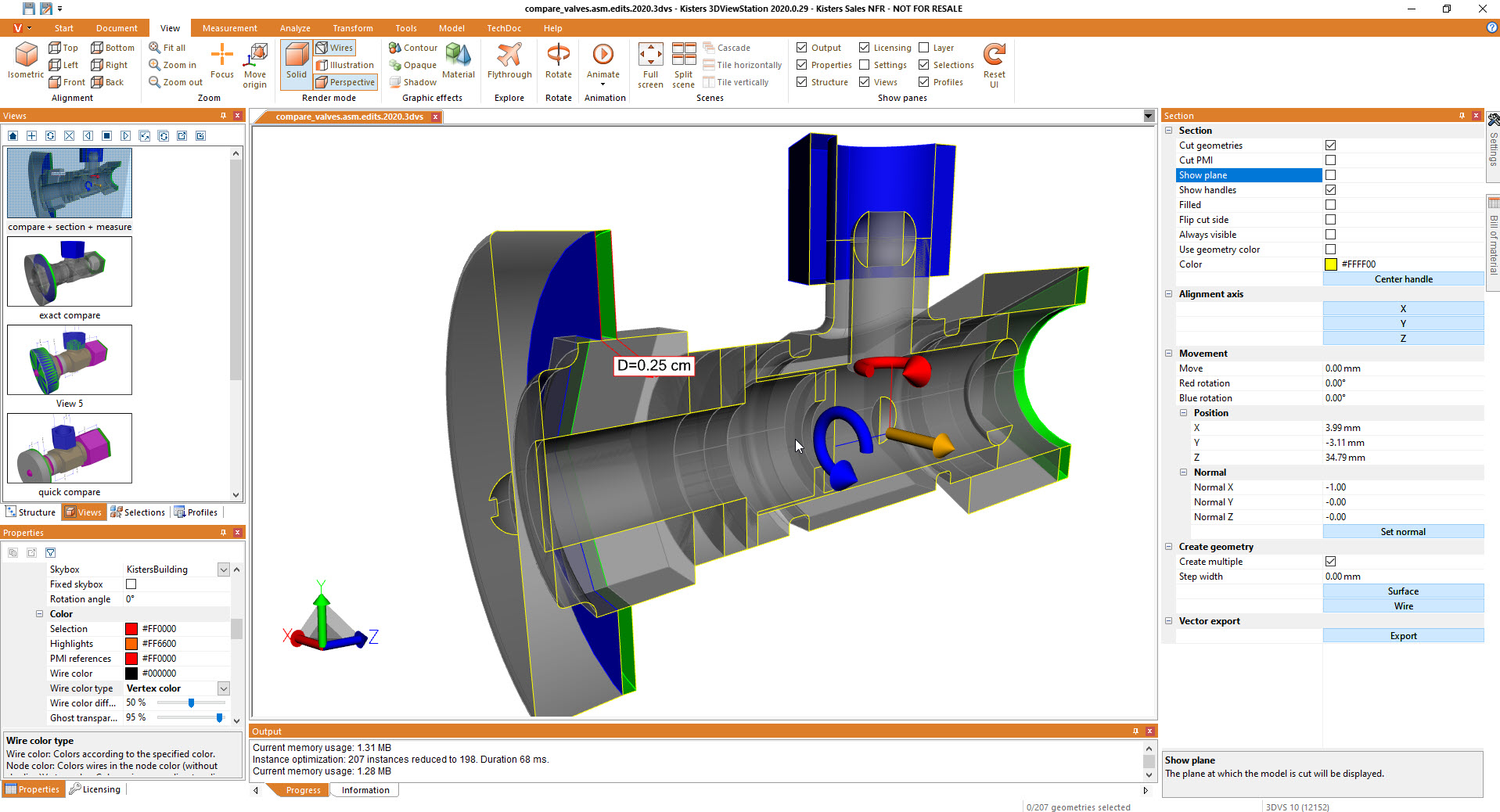Compare + section + dimension - alltogether