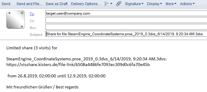 VisShare: emailing a link