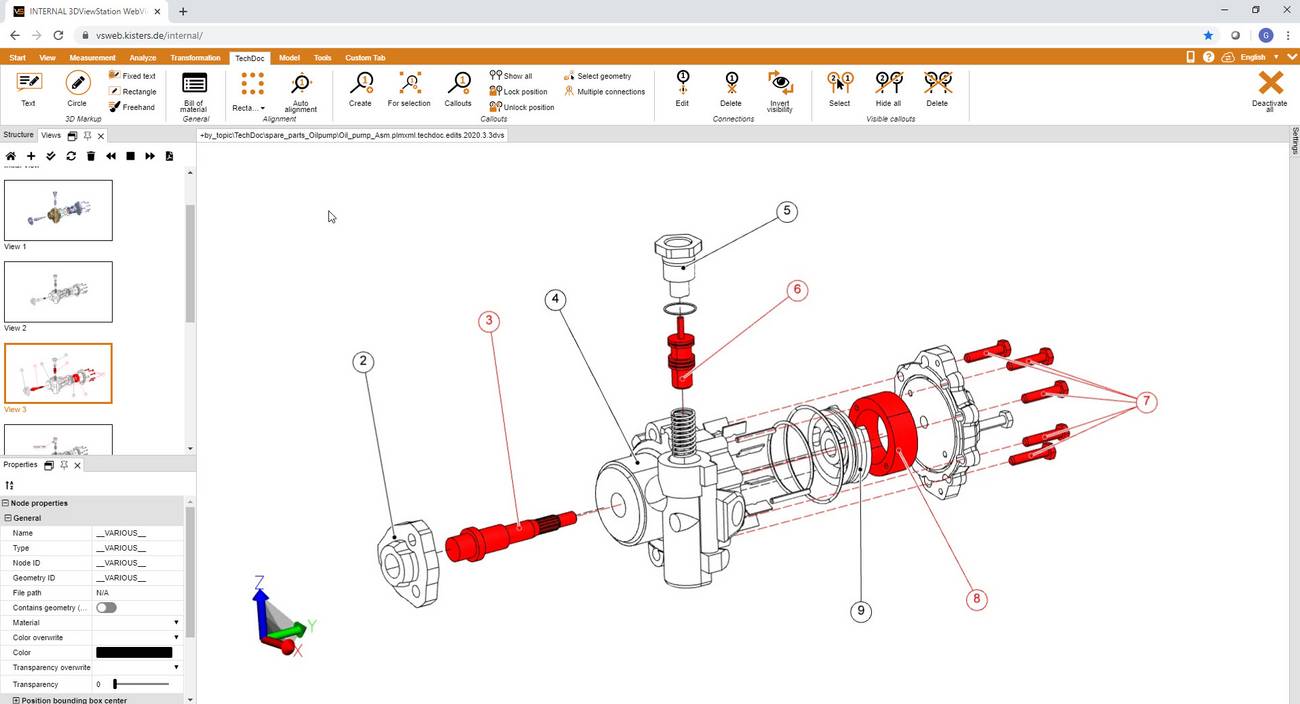 Authoring technical documentation, illustrations, ballooning using Kisters 3DViewStation WebViewer Authoring technical documentation, illustrations, ballooning using Kisters 3DViewStation WebViewer